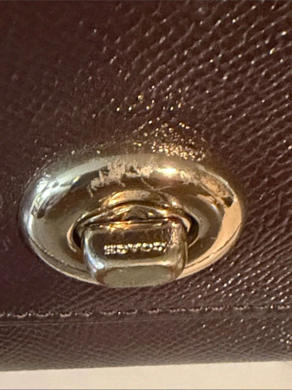 Coach Dark Brown Crossbody Wallet with Gold Chain Open to Offers!